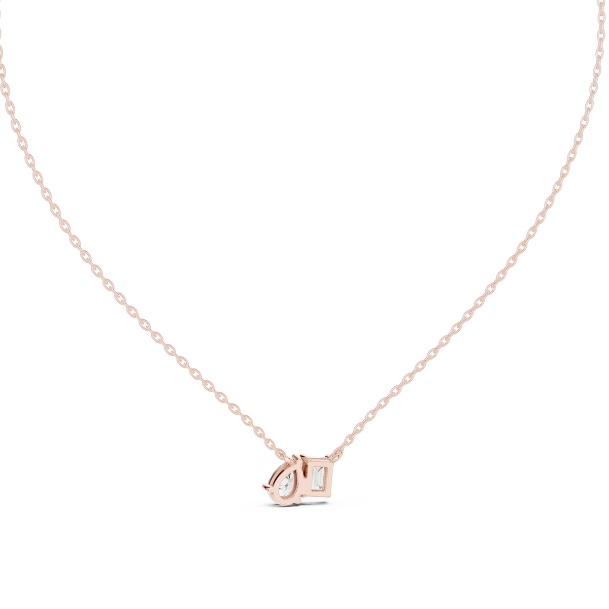 Emerald &amp; Pear Toi et Moi Diamond Pendant with Lab-Grown Diamonds - Rose Gold - view 4