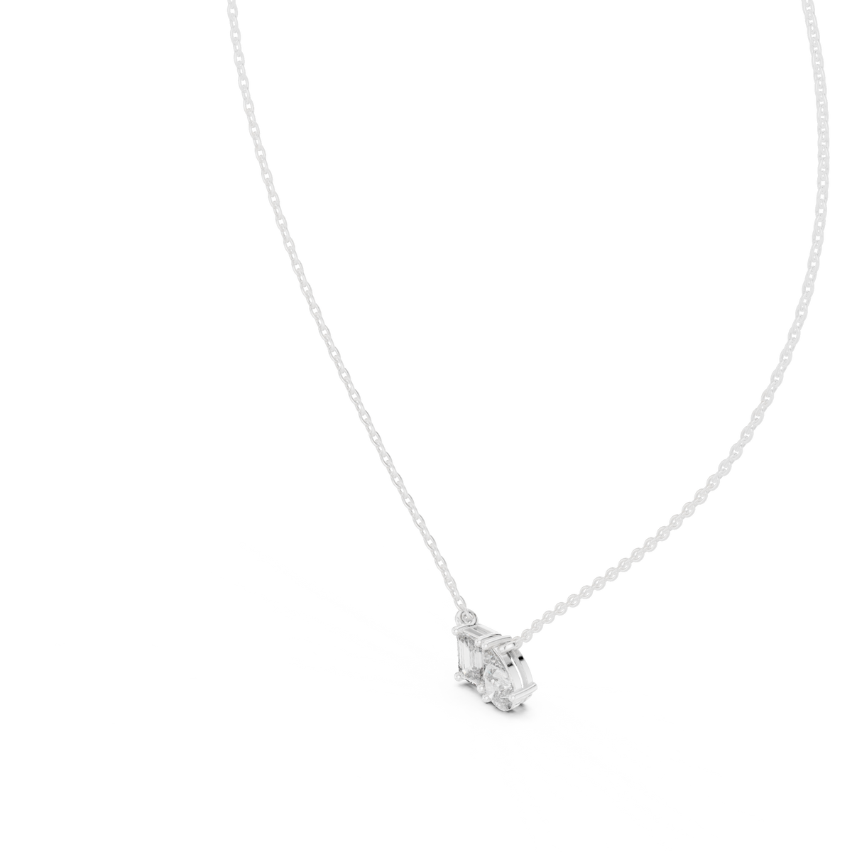 Emerald &amp; Pear Toi et Moi Diamond Pendant with Lab-Grown Diamonds - White Gold - view 2
