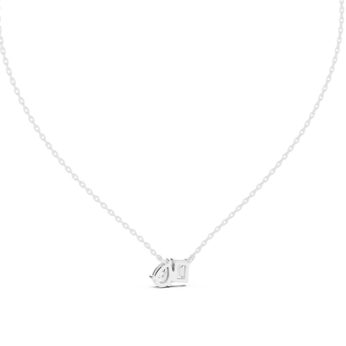 Emerald &amp; Pear Toi et Moi Diamond Pendant with Lab-Grown Diamonds - White Gold - view 4