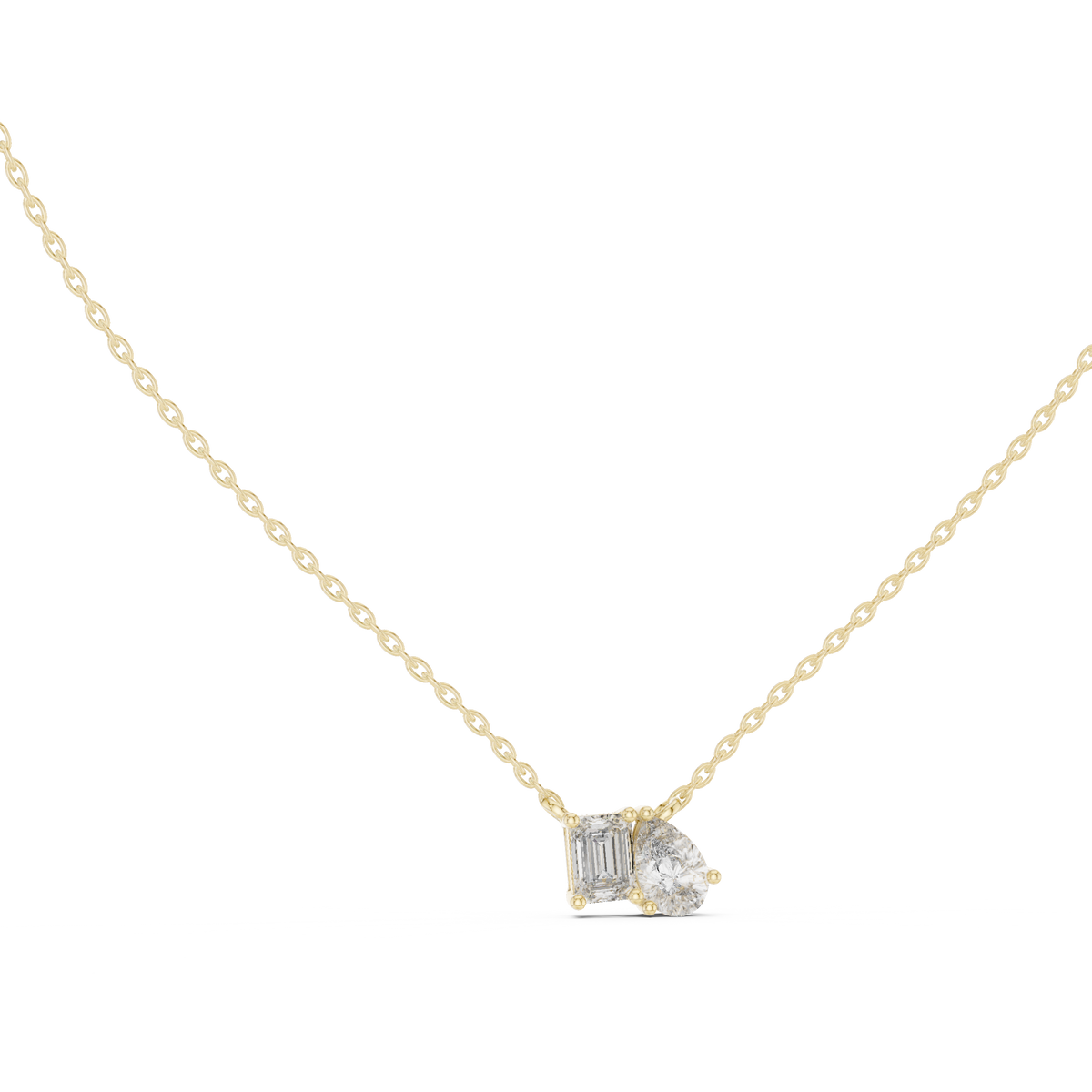 Emerald &amp; Pear Toi et Moi Diamond Pendant with Lab-Grown Diamonds - Yellow Gold