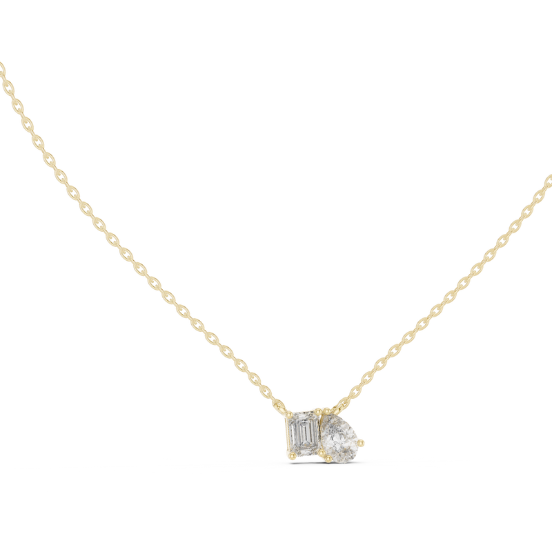 Emerald &amp; Pear Toi et Moi Diamond Pendant with Lab-Grown Diamonds