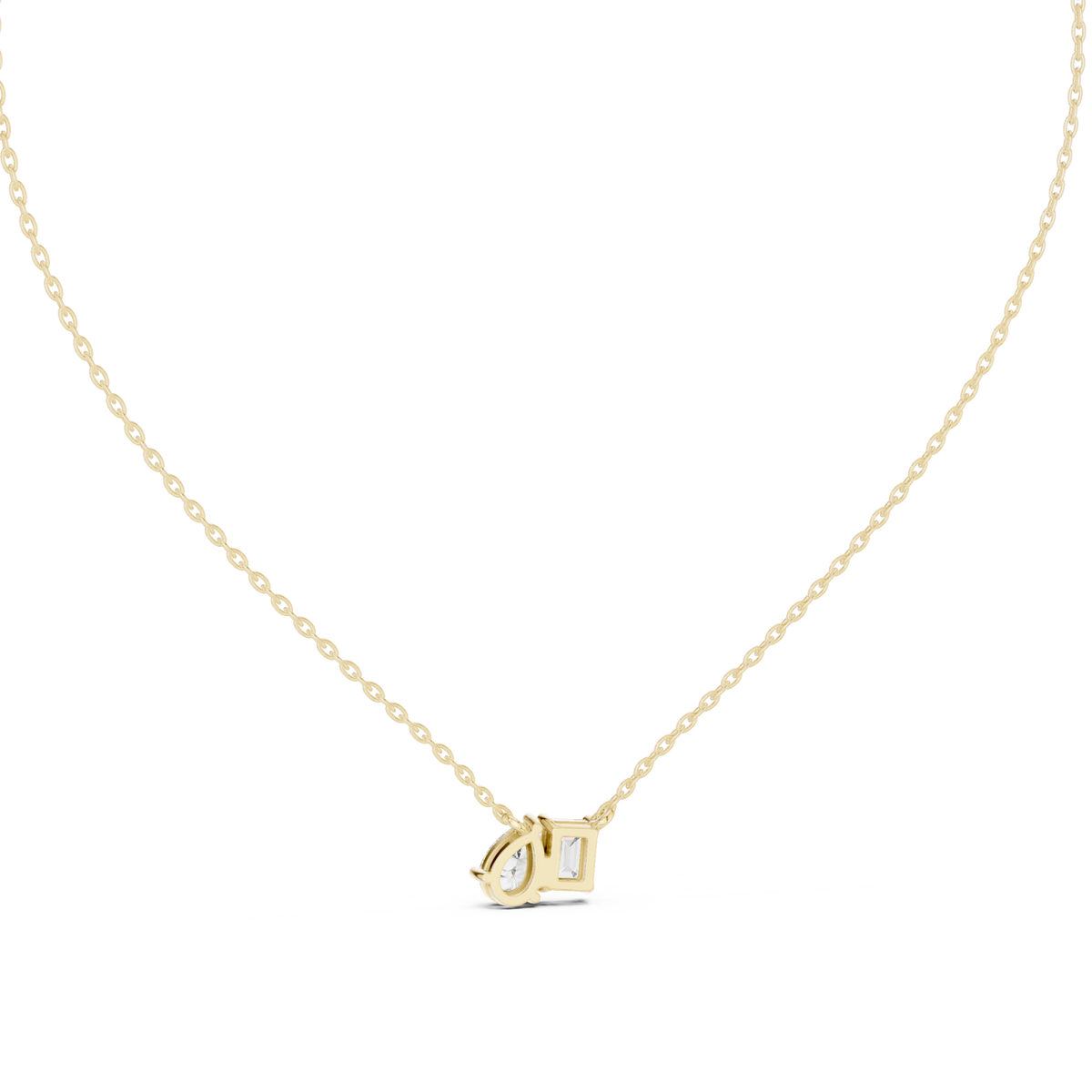 Emerald &amp; Pear Toi et Moi Diamond Pendant with Lab-Grown Diamonds - Yellow Gold - view 4