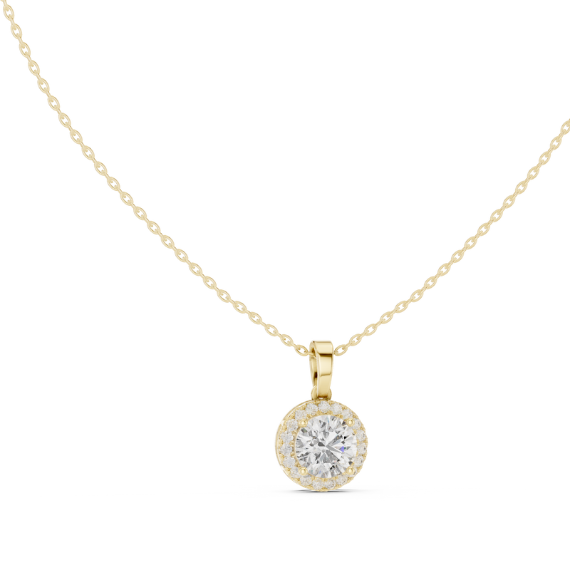 Classic Round Halo Diamond Pendant with Lab-Grown Diamonds
