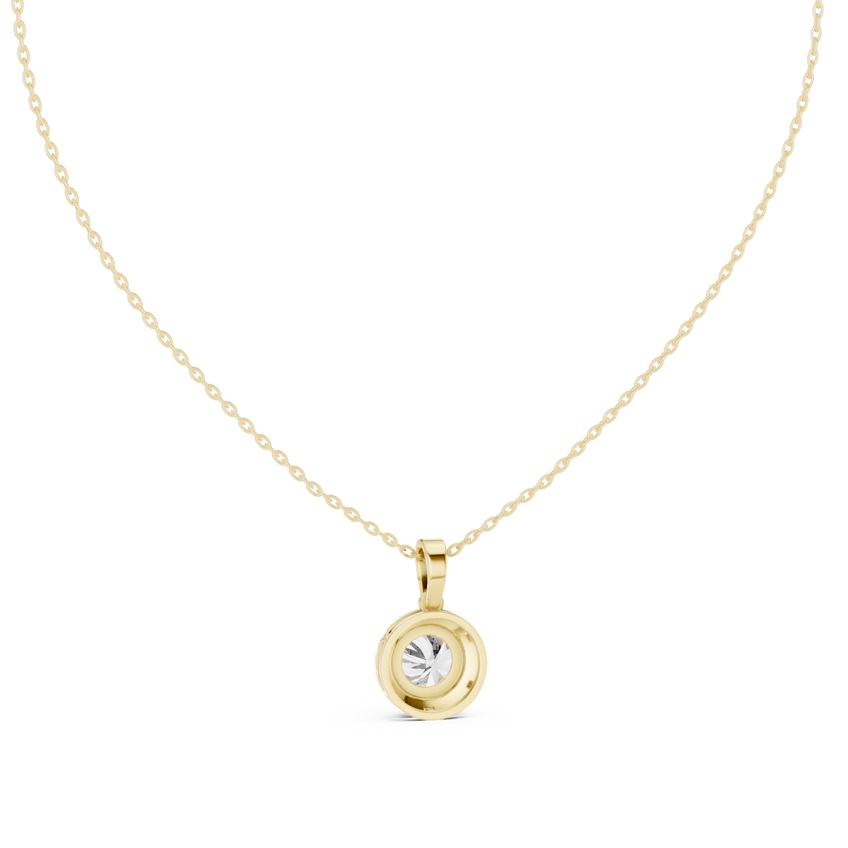 Classic Round Halo Diamond Pendant with Lab-Grown Diamonds - Yellow Gold - view 4