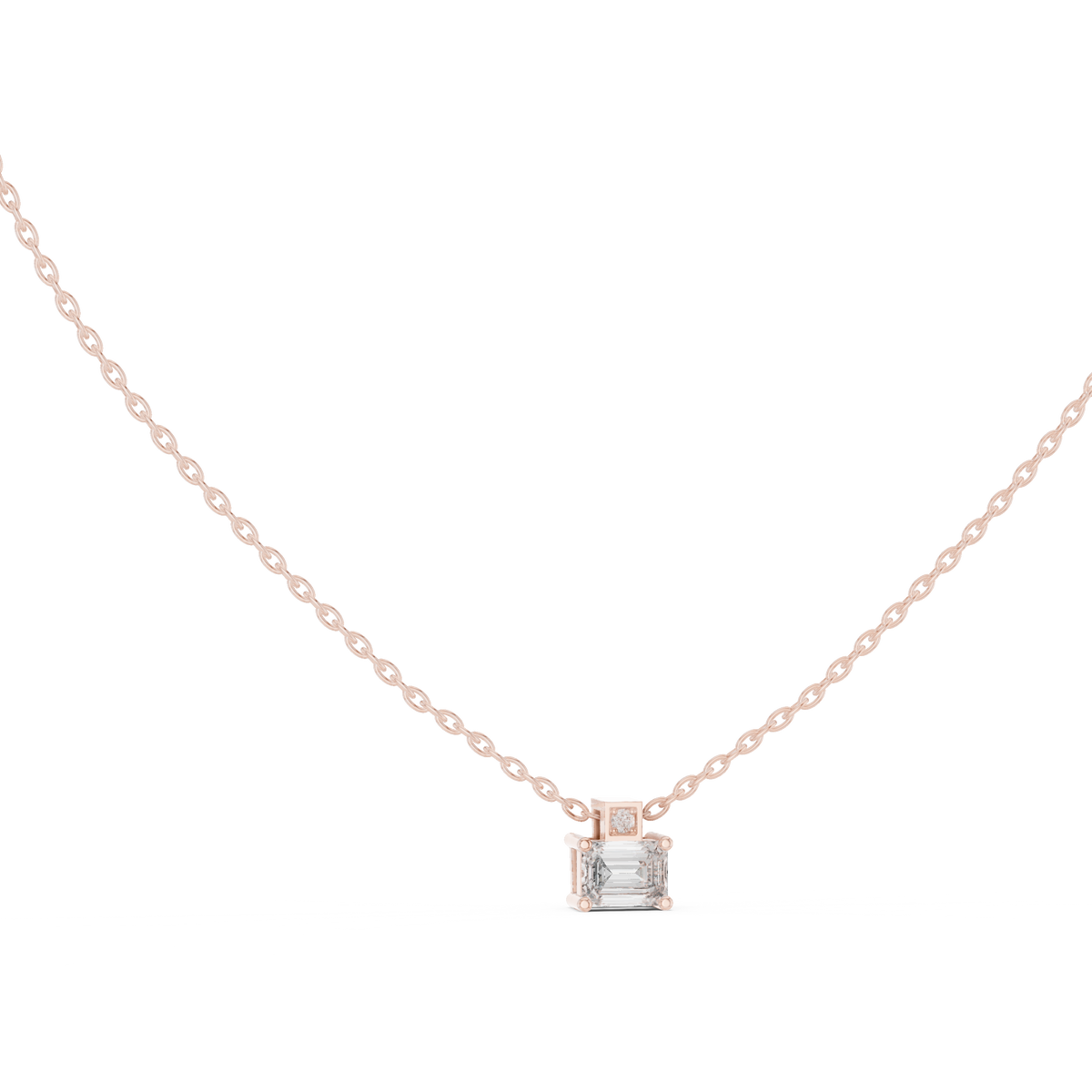 Emerald-Cut Diamond Accent Pendant with Lab-Grown Diamonds - Rose Gold