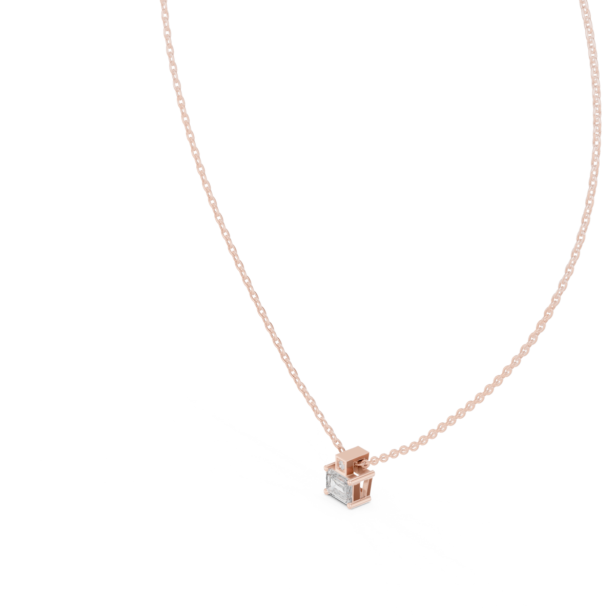 Emerald-Cut Diamond Accent Pendant with Lab-Grown Diamonds - Rose Gold - view 2
