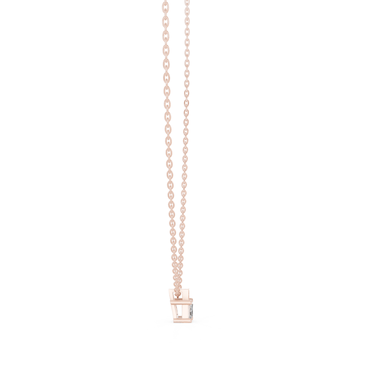 Emerald-Cut Diamond Accent Pendant with Lab-Grown Diamonds - Rose Gold - view 3
