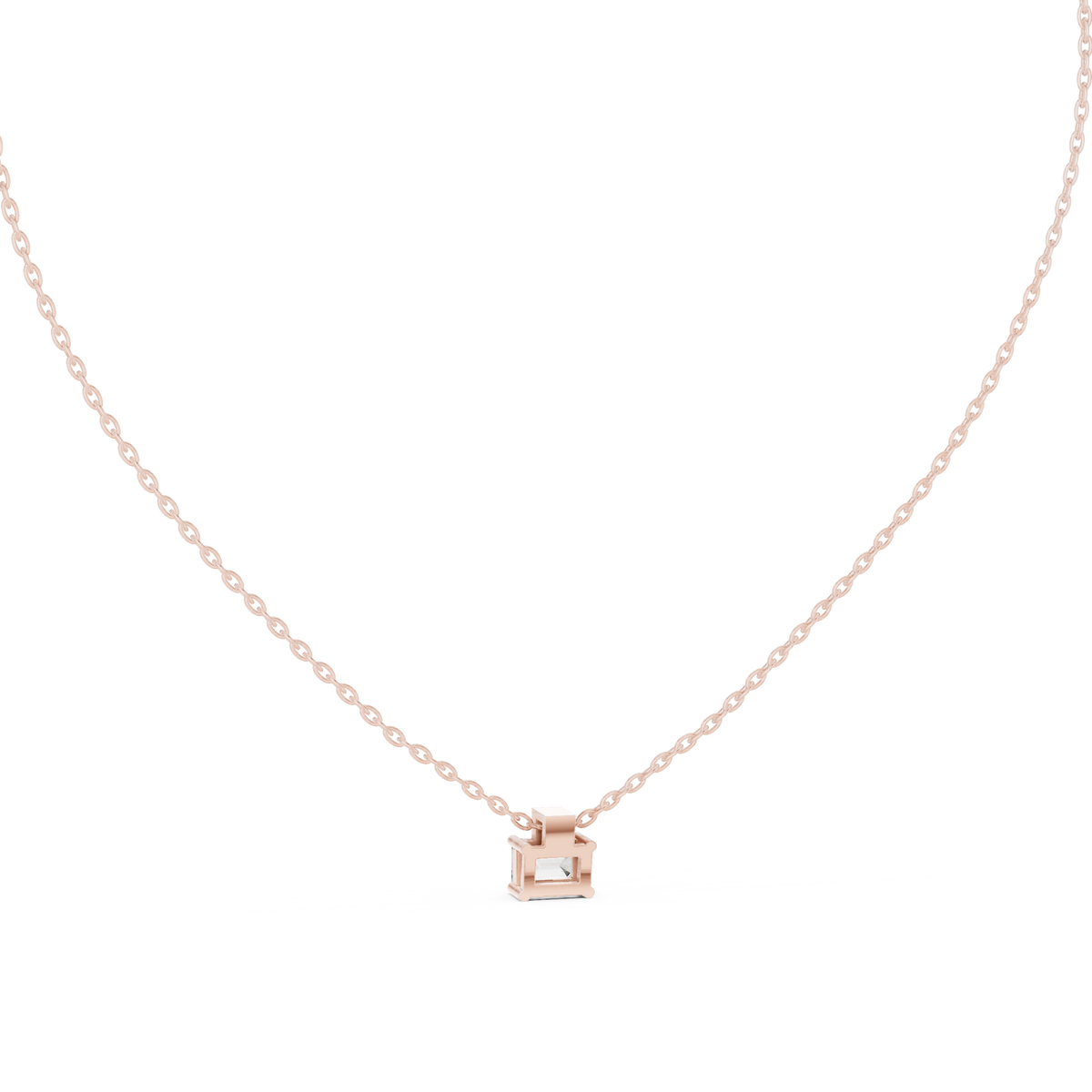 Emerald-Cut Diamond Accent Pendant with Lab-Grown Diamonds - Rose Gold - view 4