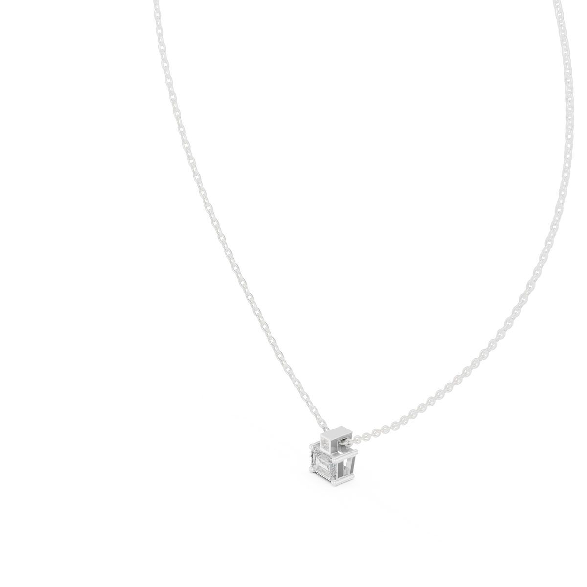 Emerald-Cut Diamond Accent Pendant with Lab-Grown Diamonds - White Gold - view 2
