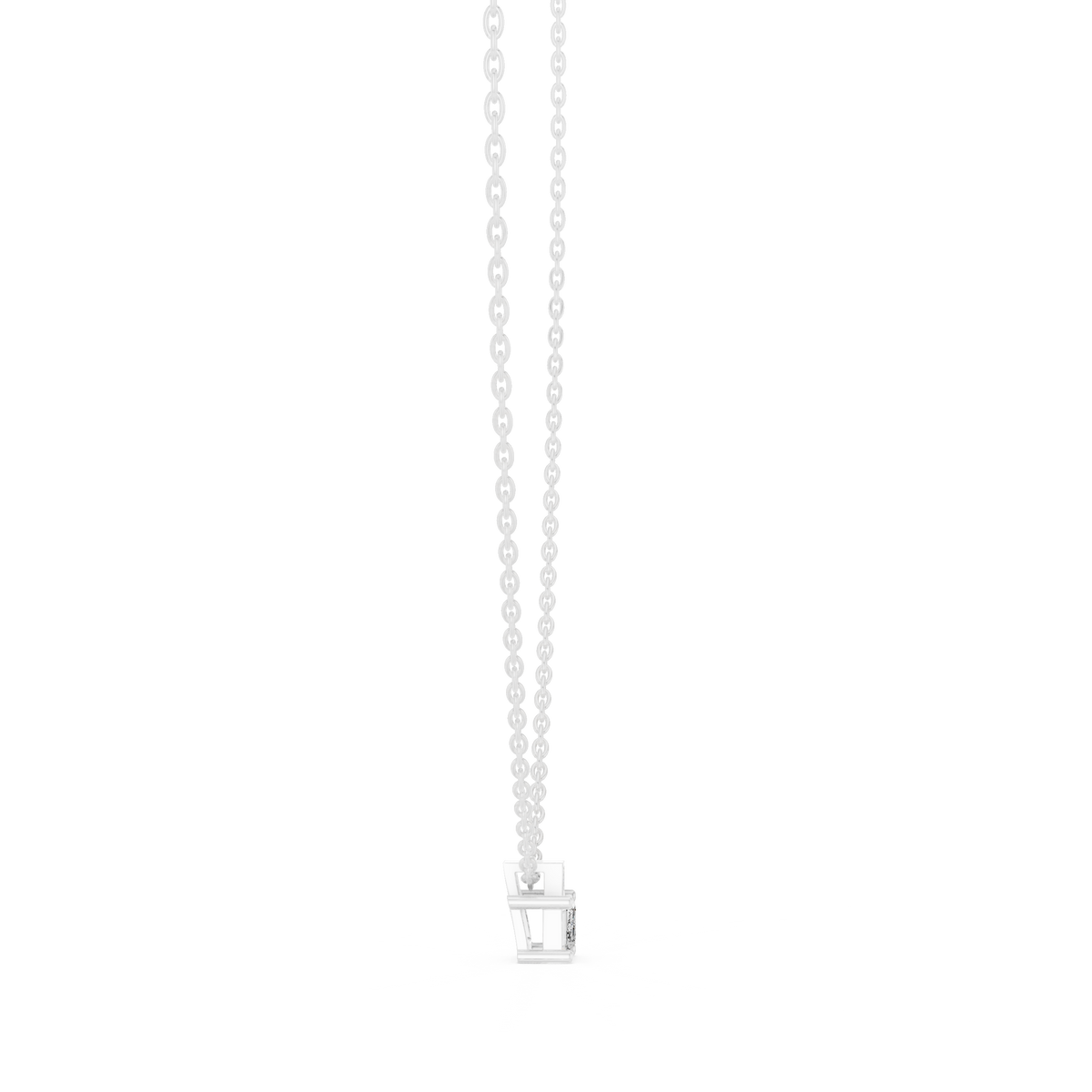 Emerald-Cut Diamond Accent Pendant with Lab-Grown Diamonds - White Gold - view 3