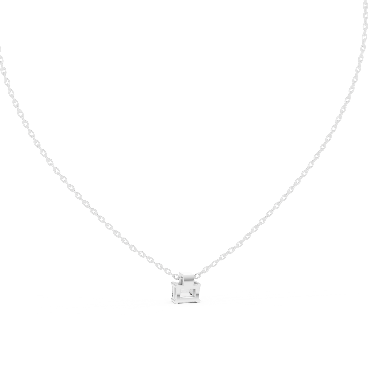 Emerald-Cut Diamond Accent Pendant with Lab-Grown Diamonds - White Gold - view 4