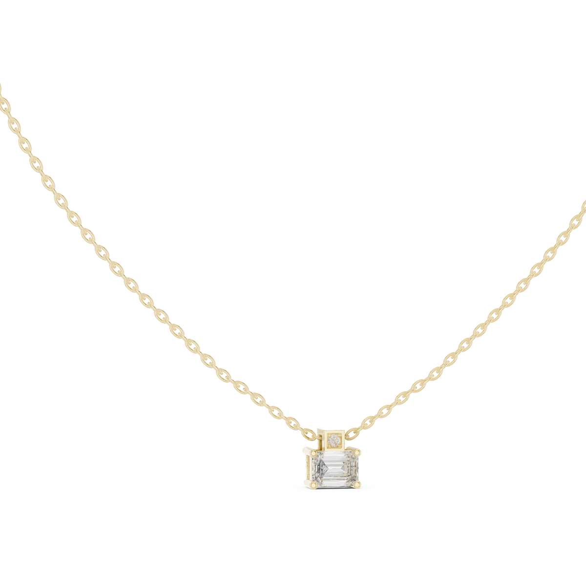 Emerald-Cut Diamond Accent Pendant with Lab-Grown Diamonds - Yellow Gold