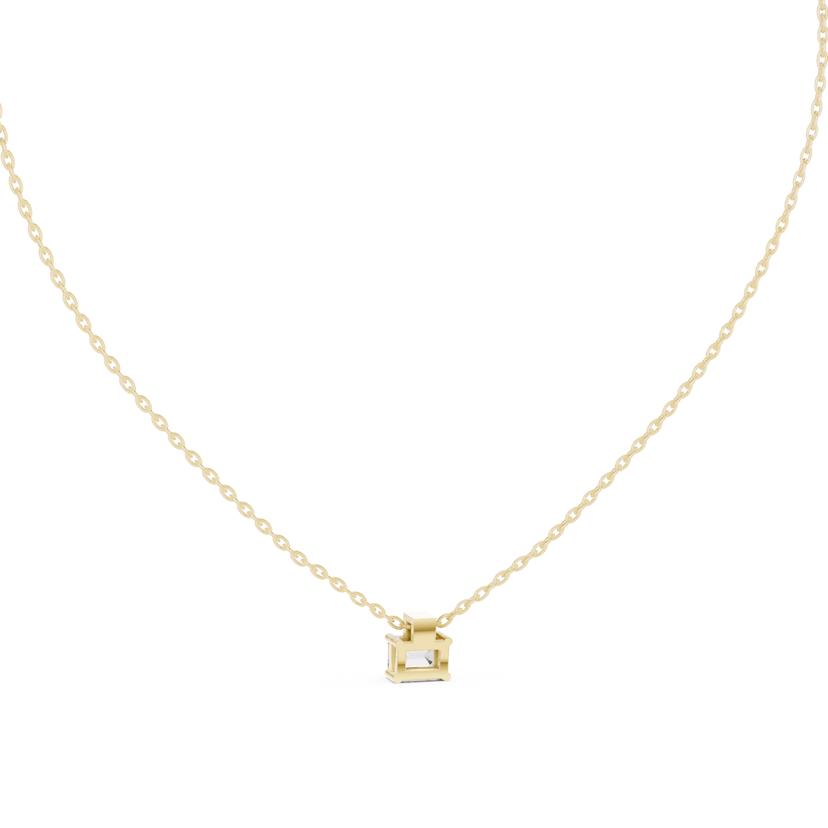 Emerald-Cut Diamond Accent Pendant with Lab-Grown Diamonds - Yellow Gold - view 4