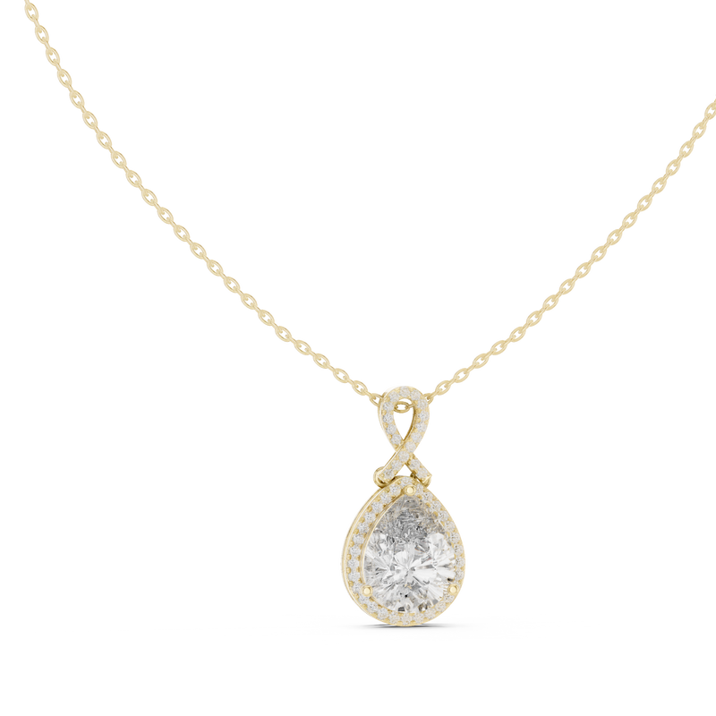 Pear Centre Double-Halo Diamond Pendant with Lab-Grown Diamonds