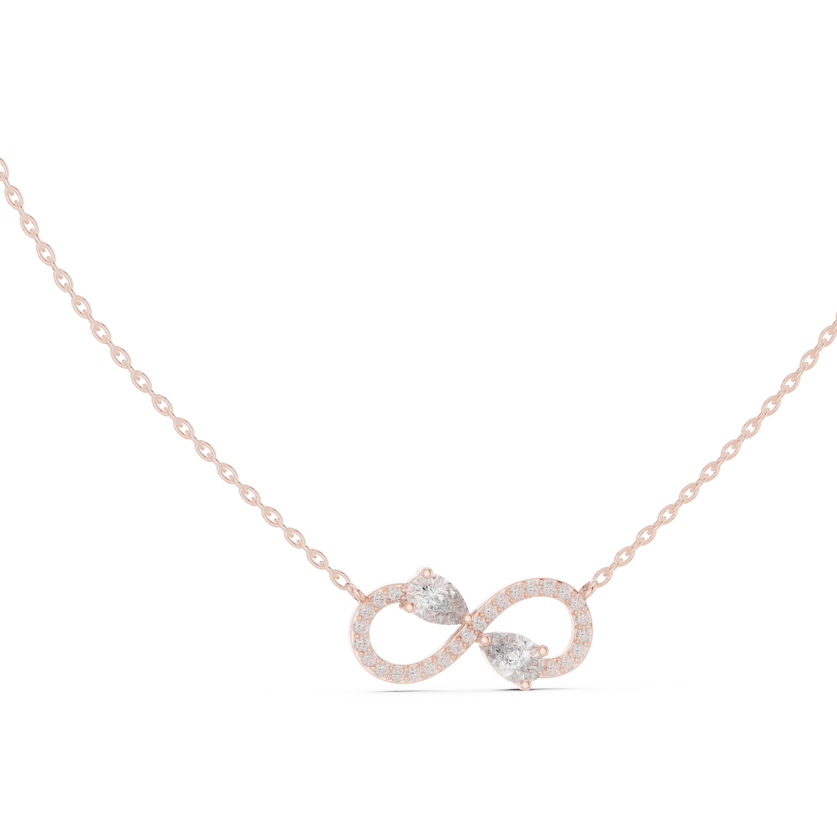 Infinity Pear &amp; Round Diamond Pendant with Lab-Grown Diamonds - Rose Gold