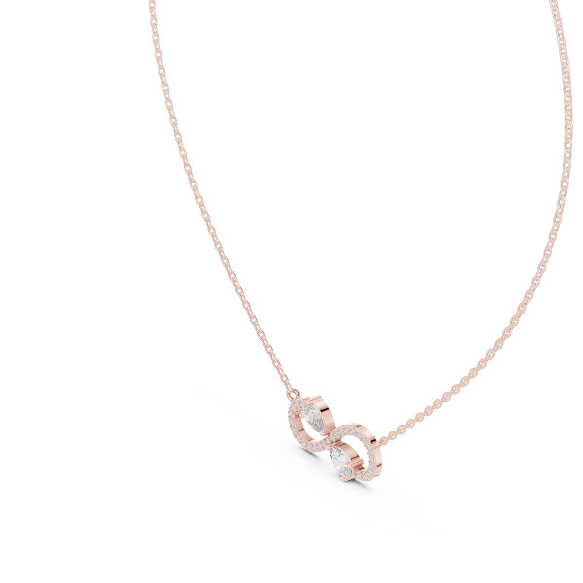Infinity Pear &amp; Round Diamond Pendant with Lab-Grown Diamonds - Rose Gold - view 2