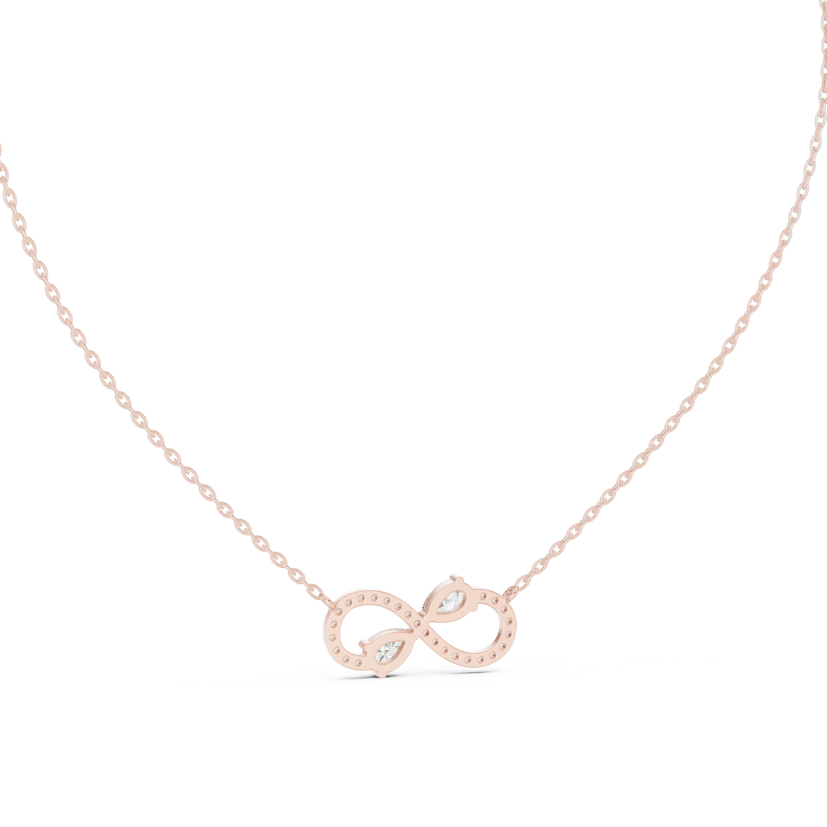 Infinity Pear &amp; Round Diamond Pendant with Lab-Grown Diamonds - Rose Gold - view 4