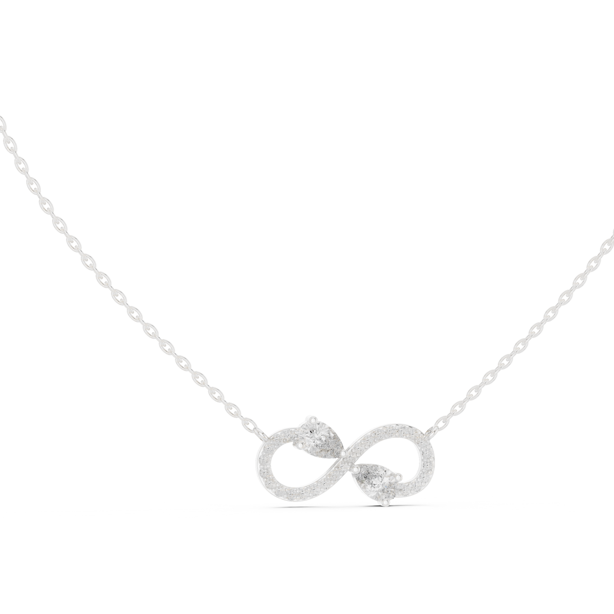 Infinity Pear &amp; Round Diamond Pendant with Lab-Grown Diamonds - White Gold