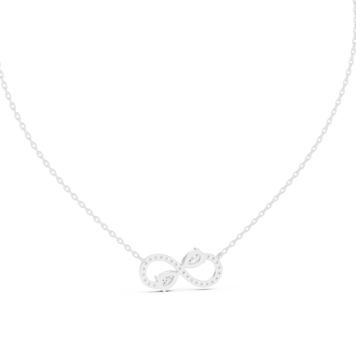 Infinity Pear &amp; Round Diamond Pendant with Lab-Grown Diamonds - White Gold - view 4