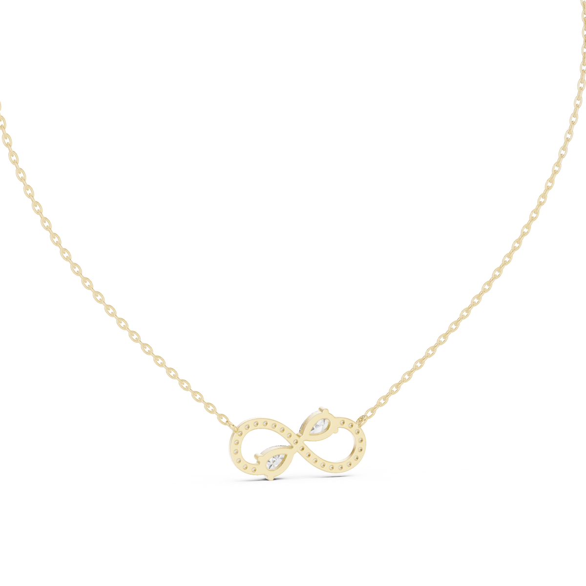 Infinity Pear &amp; Round Diamond Pendant with Lab-Grown Diamonds - Yellow Gold - view 4