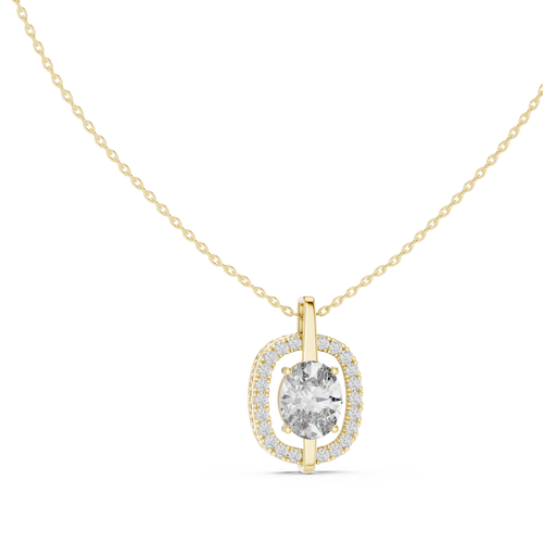 Oval Centre Round Diamond Halo Pendant with Lab-Grown Diamonds