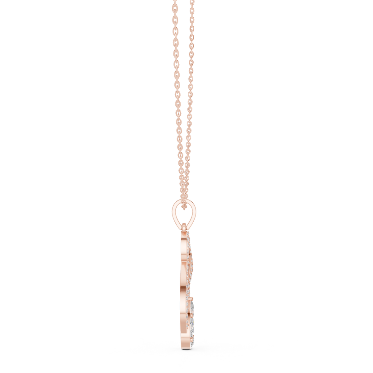 Botanical Mixed-Cut Diamond Drop Pendant with Lab-Grown Diamonds - Rose Gold - view 3