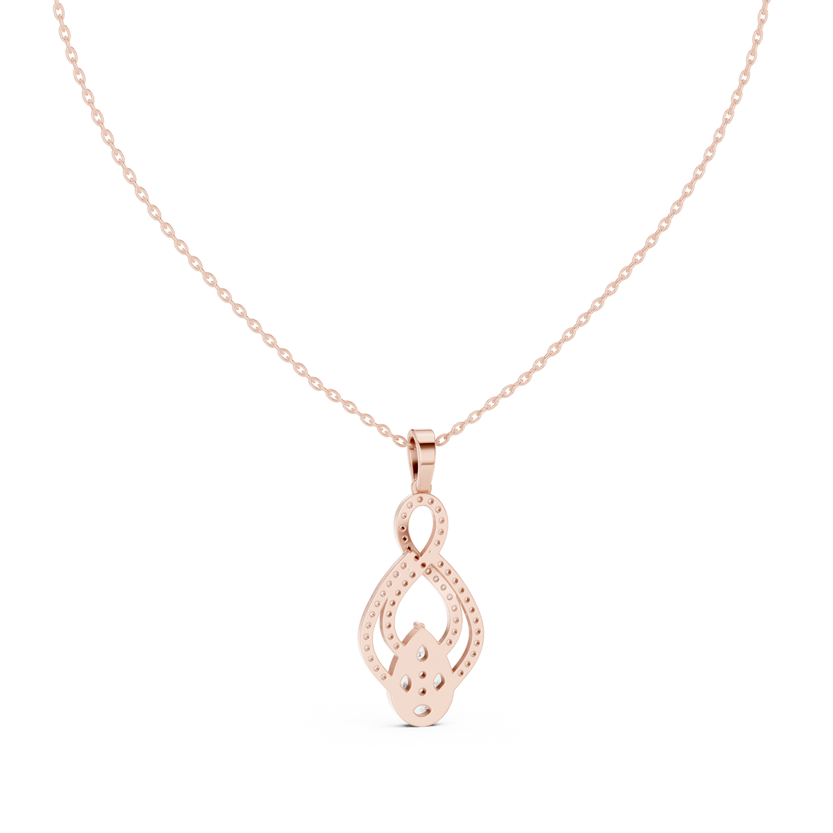 Botanical Mixed-Cut Diamond Drop Pendant with Lab-Grown Diamonds - Rose Gold - view 4