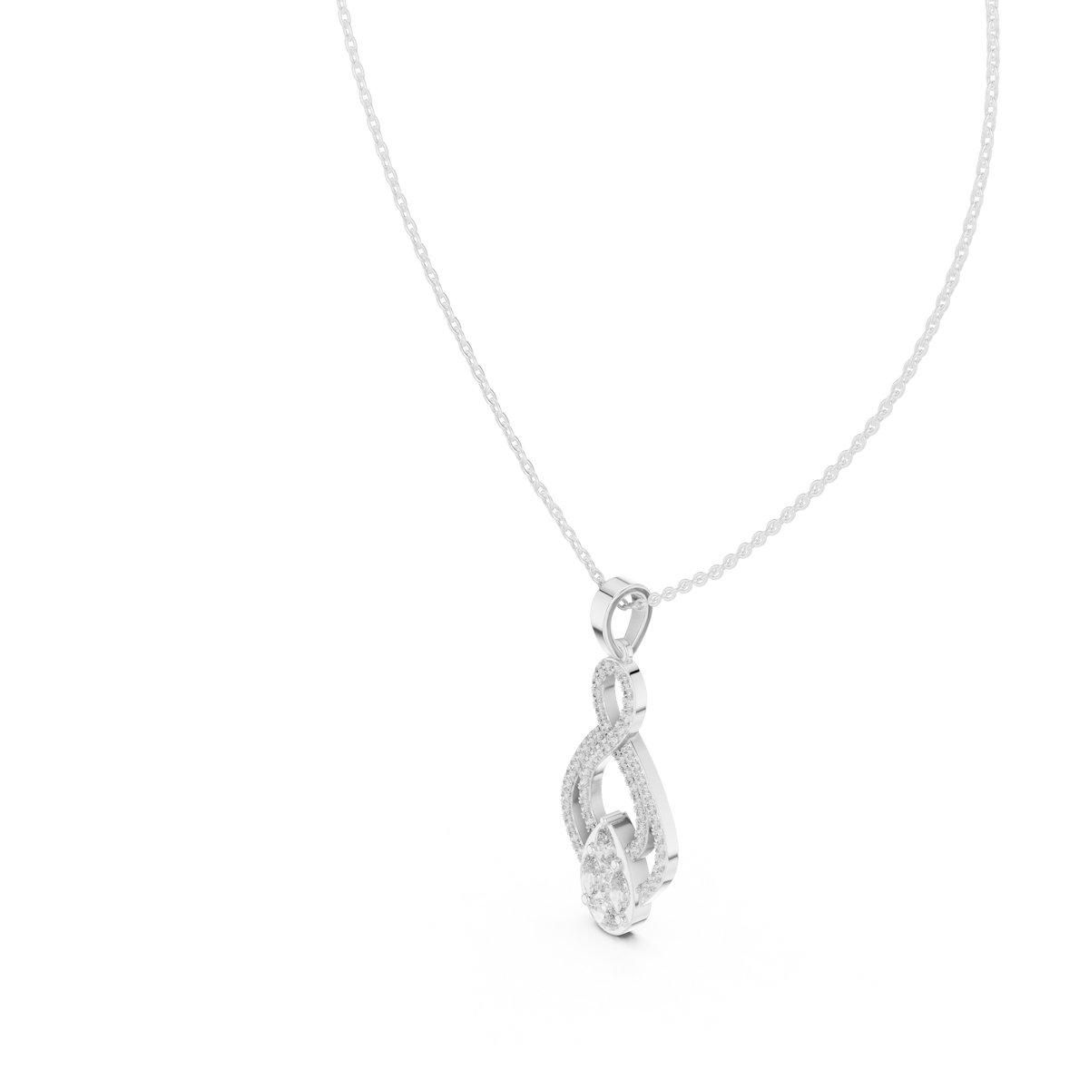 Botanical Mixed-Cut Diamond Drop Pendant with Lab-Grown Diamonds - White Gold - view 2