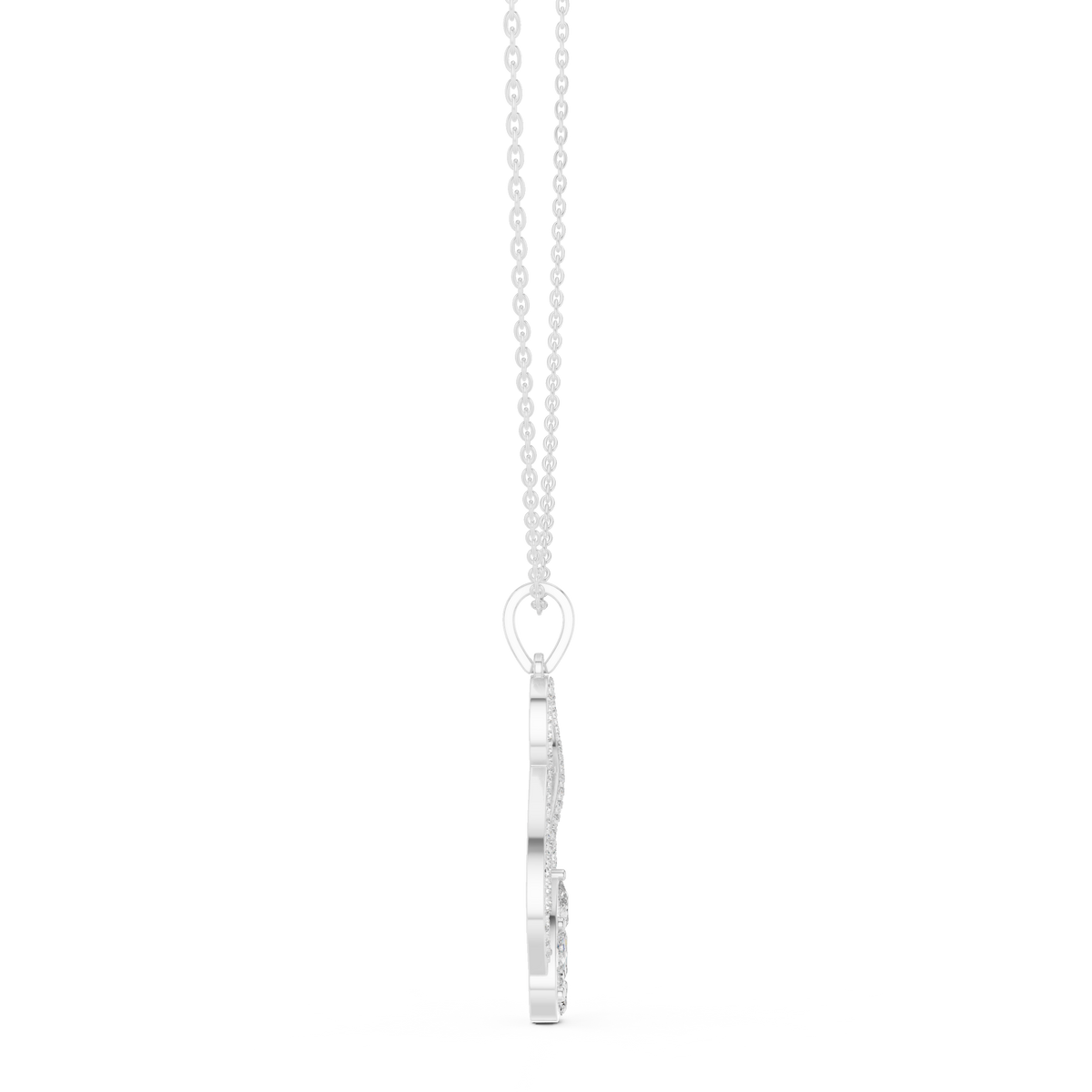 Botanical Mixed-Cut Diamond Drop Pendant with Lab-Grown Diamonds - White Gold - view 3