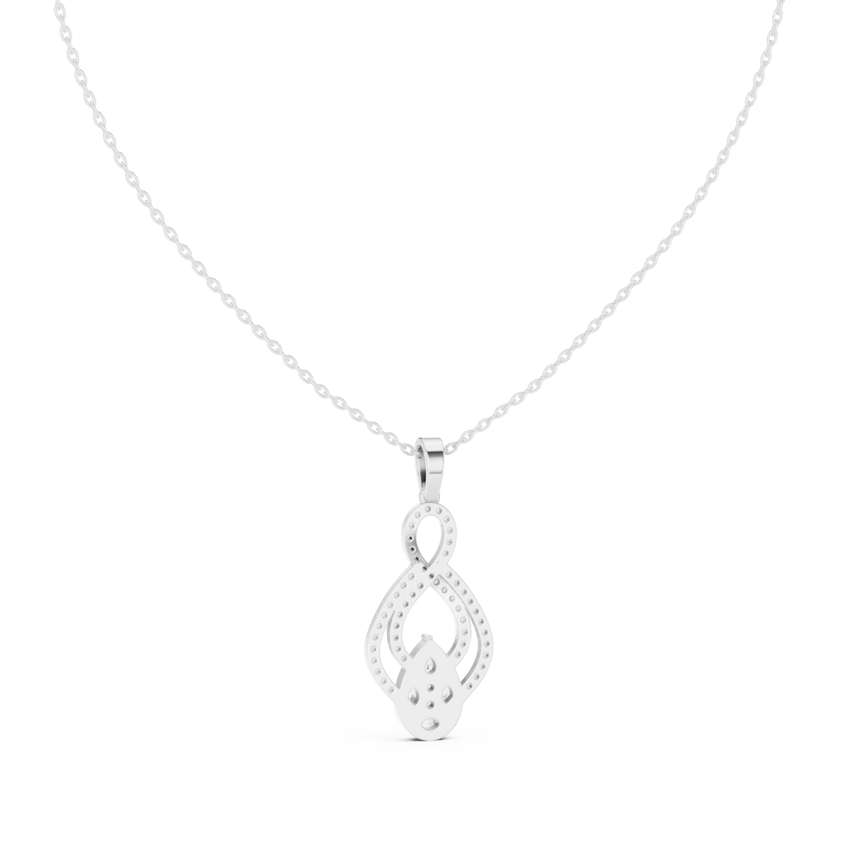 Botanical Mixed-Cut Diamond Drop Pendant with Lab-Grown Diamonds - White Gold - view 4