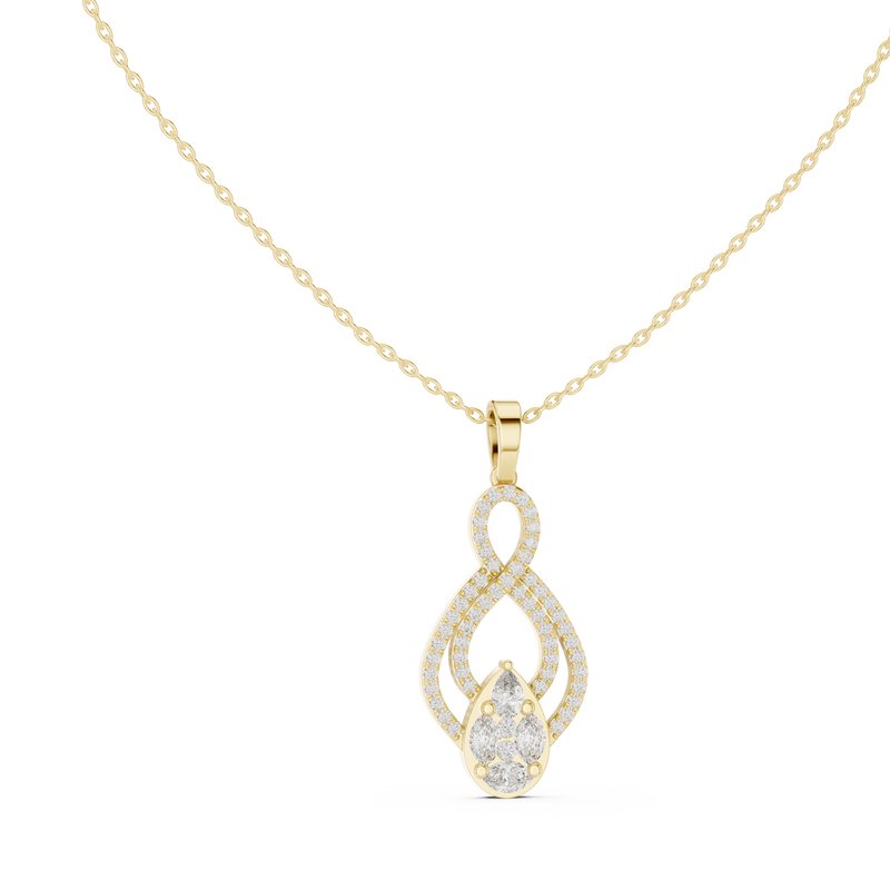 Botanical Mixed-Cut Diamond Drop Pendant with Lab-Grown Diamonds
