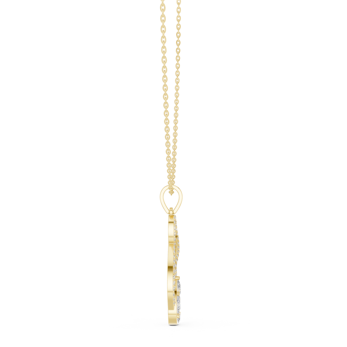 Botanical Mixed-Cut Diamond Drop Pendant with Lab-Grown Diamonds - Yellow Gold - view 3