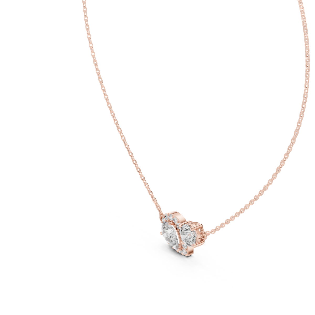 Round &amp; Pear Toi et Moi Diamond Pendant with Lab-Grown Diamonds - Rose Gold - view 2