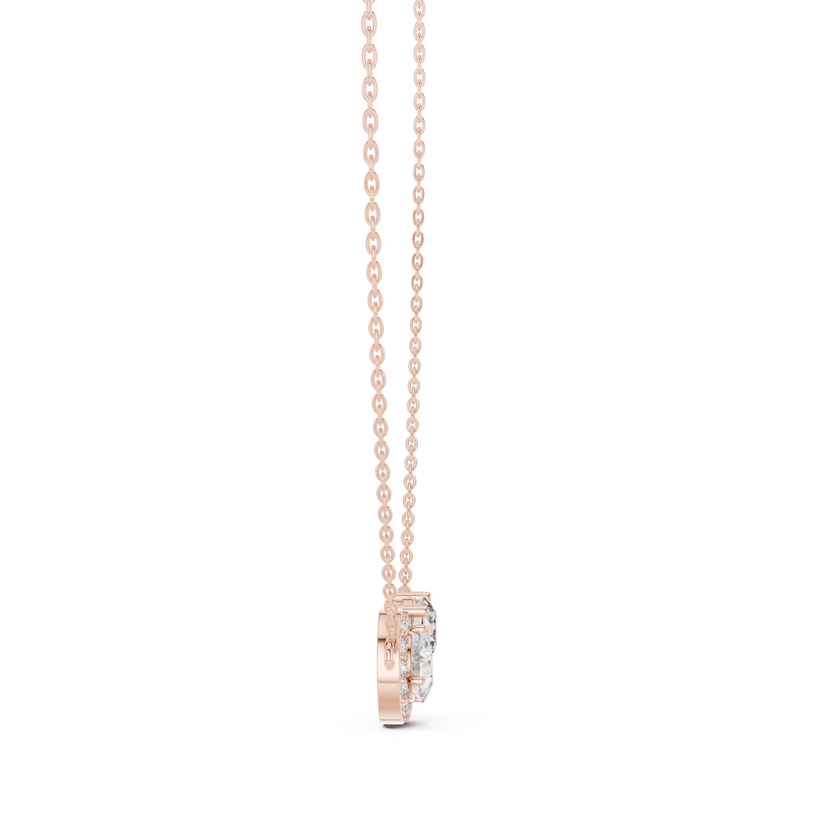 Round &amp; Pear Toi et Moi Diamond Pendant with Lab-Grown Diamonds - Rose Gold - view 3