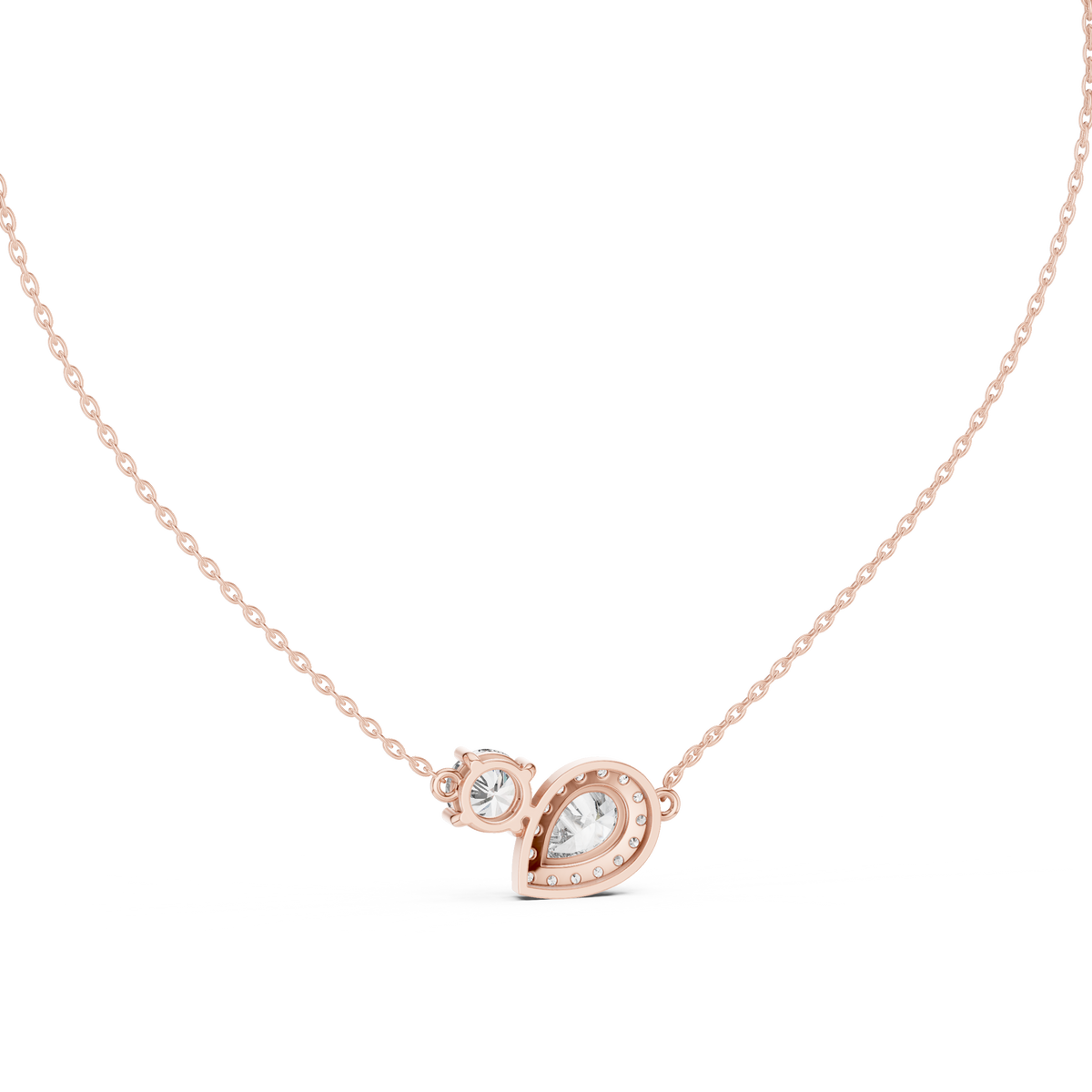 Round &amp; Pear Toi et Moi Diamond Pendant with Lab-Grown Diamonds - Rose Gold - view 4