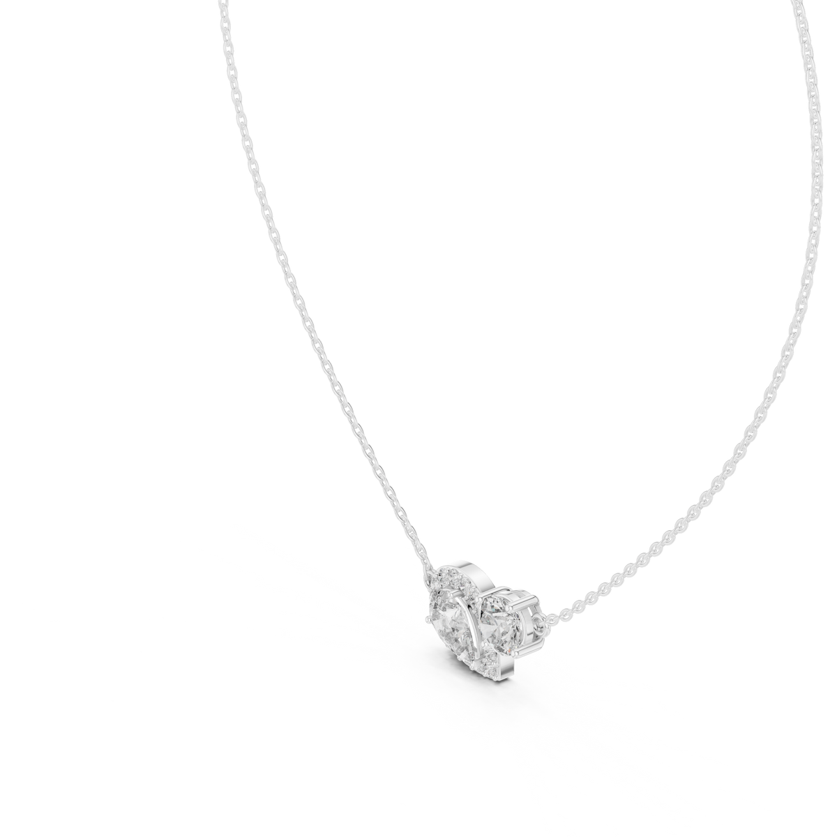 Round &amp; Pear Toi et Moi Diamond Pendant with Lab-Grown Diamonds - White Gold - view 2