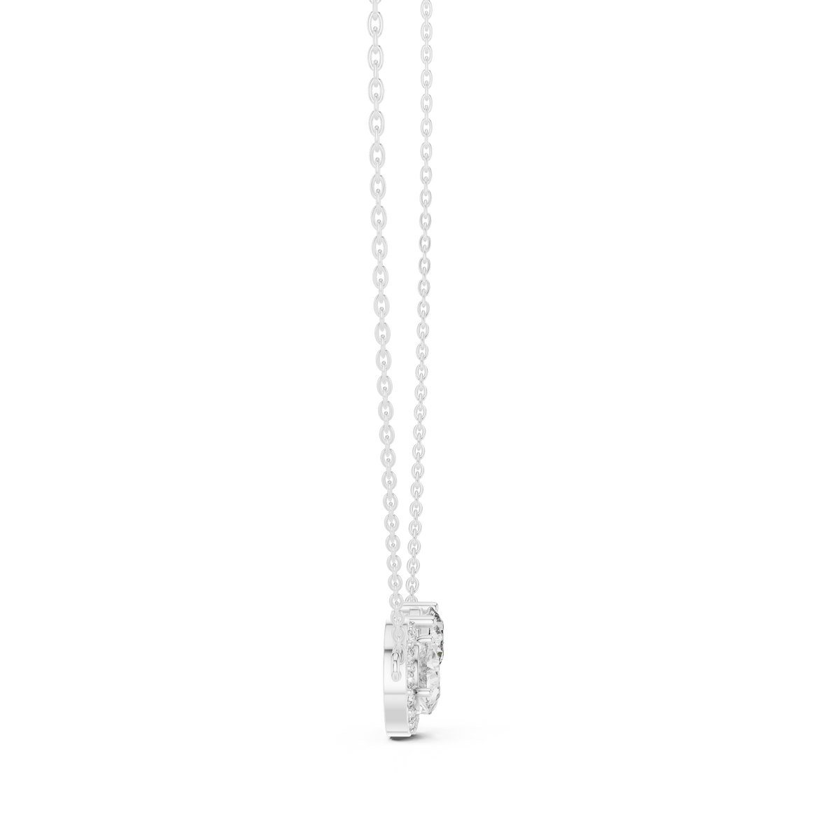 Round &amp; Pear Toi et Moi Diamond Pendant with Lab-Grown Diamonds - White Gold - view 3