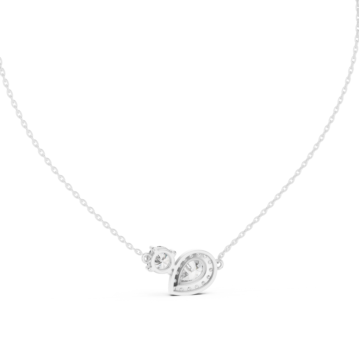 Round &amp; Pear Toi et Moi Diamond Pendant with Lab-Grown Diamonds - White Gold - view 4