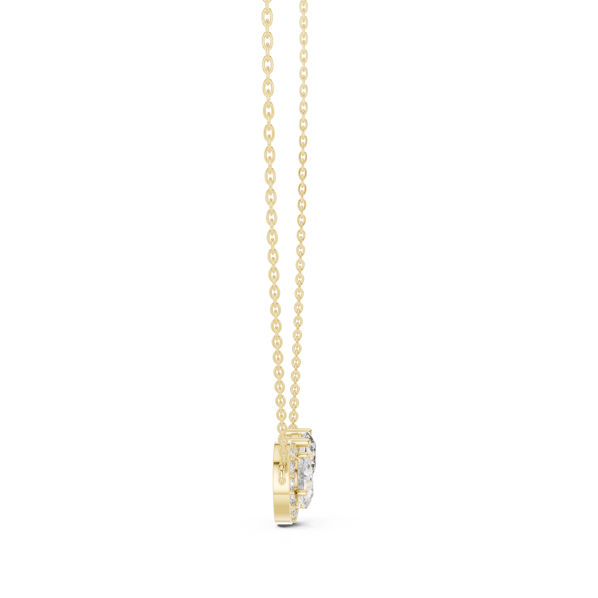 Round &amp; Pear Toi et Moi Diamond Pendant with Lab-Grown Diamonds - Yellow Gold - view 3