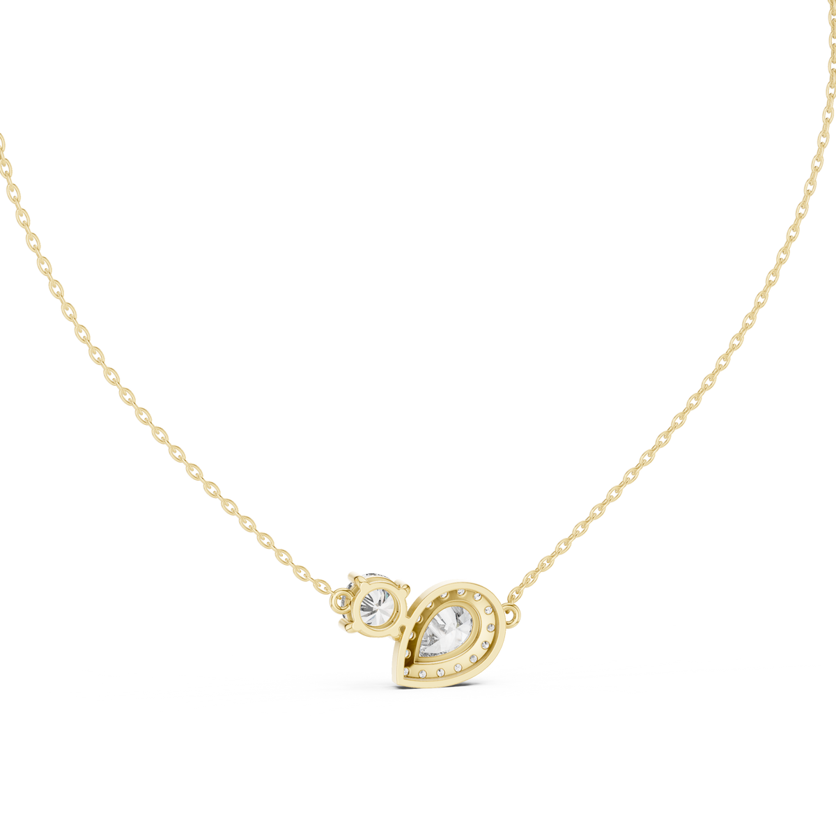 Round &amp; Pear Toi et Moi Diamond Pendant with Lab-Grown Diamonds - Yellow Gold - view 4