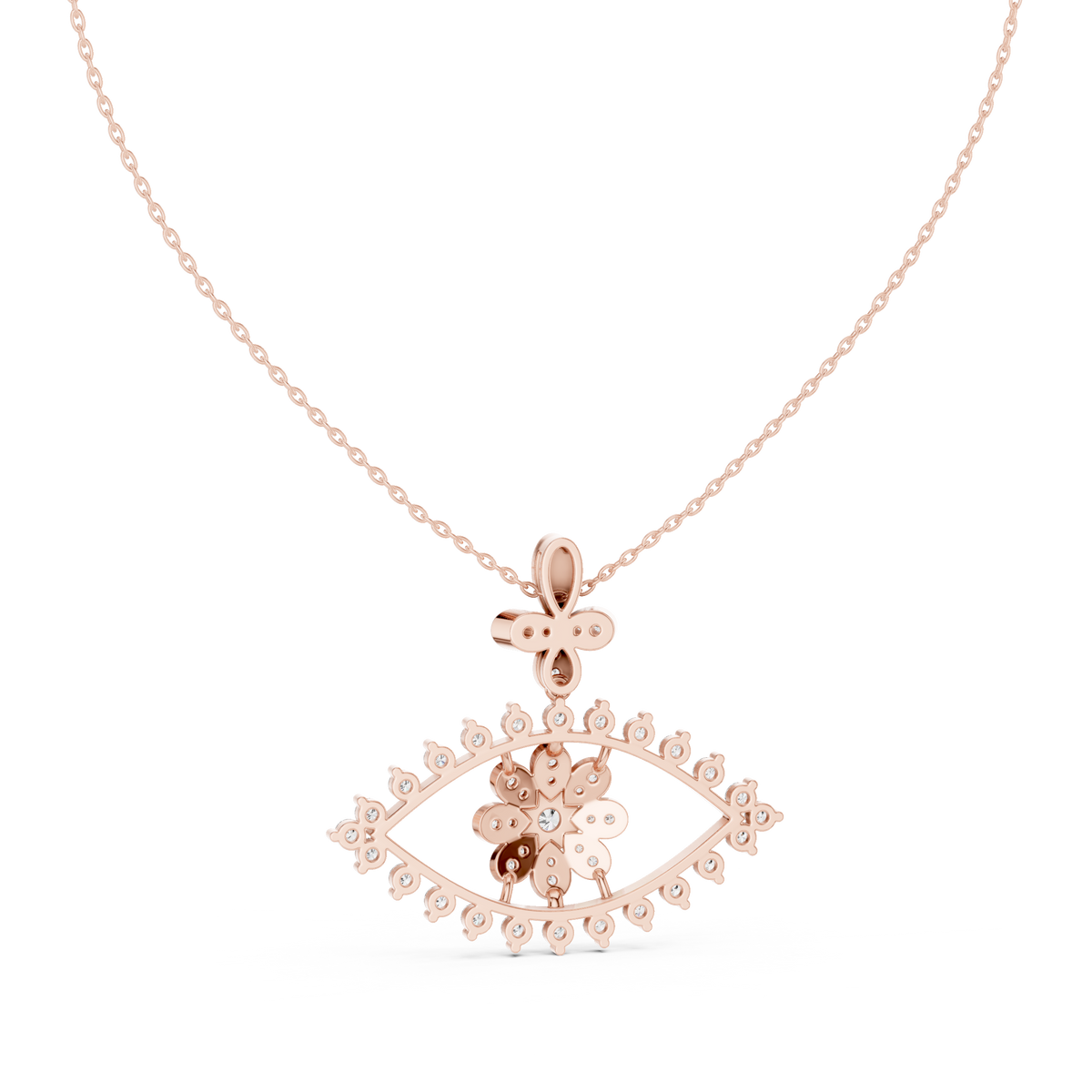 Regal Fan Round Diamond Pendant with Lab-Grown Diamonds - Rose Gold - view 4