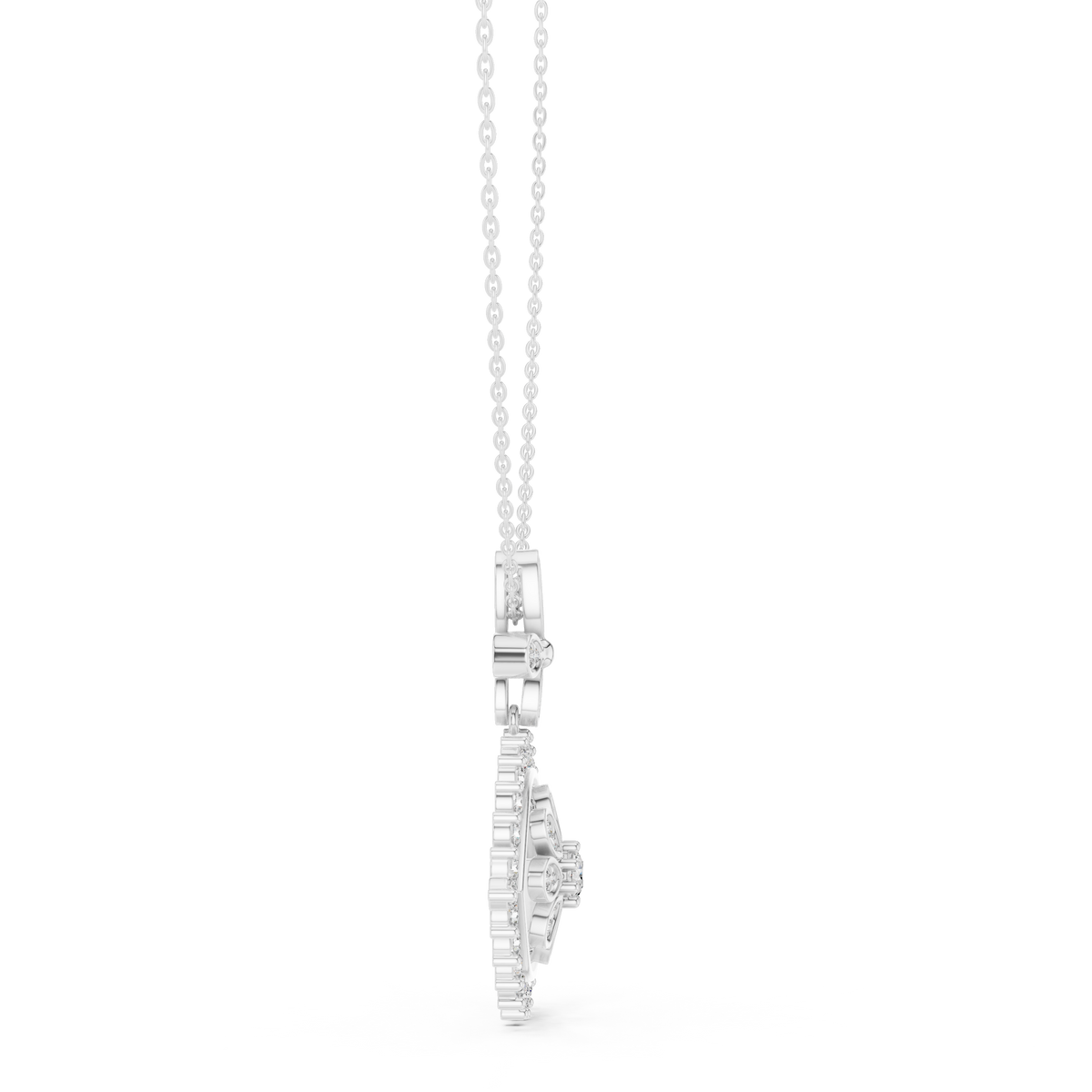 Regal Fan Round Diamond Pendant with Lab-Grown Diamonds - White Gold - view 3