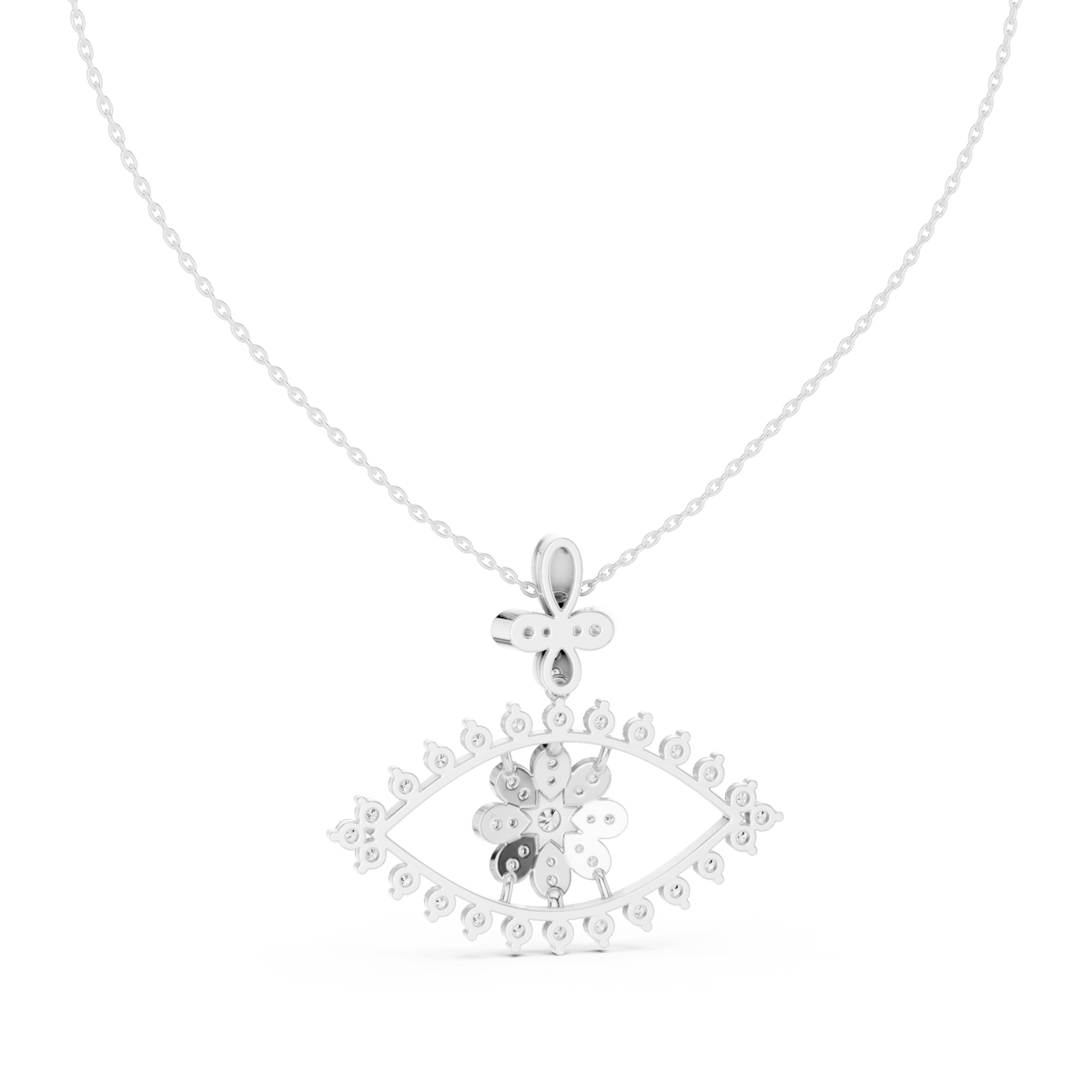 Regal Fan Round Diamond Pendant with Lab-Grown Diamonds - White Gold - view 4