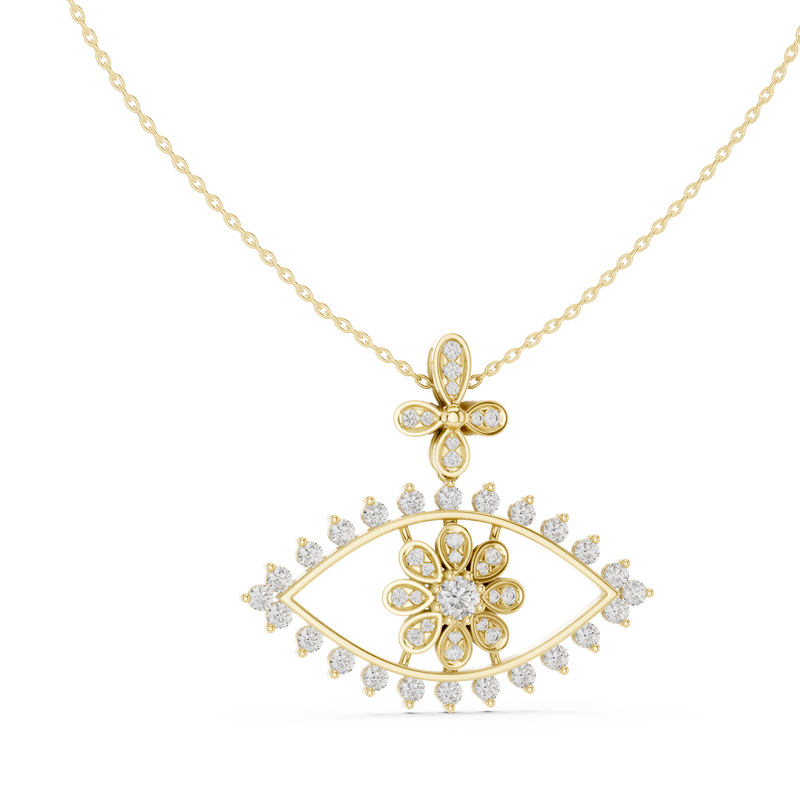 Regal Fan Round Diamond Pendant with Lab-Grown Diamonds